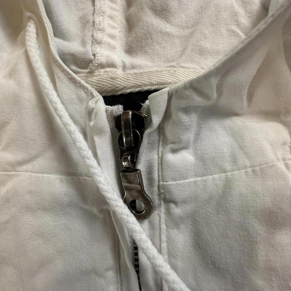 Bill Blass Men's Zip Hoodie Jacket L White Cotton Lightweight Streetwear Q-1 - Picture 9 of 14